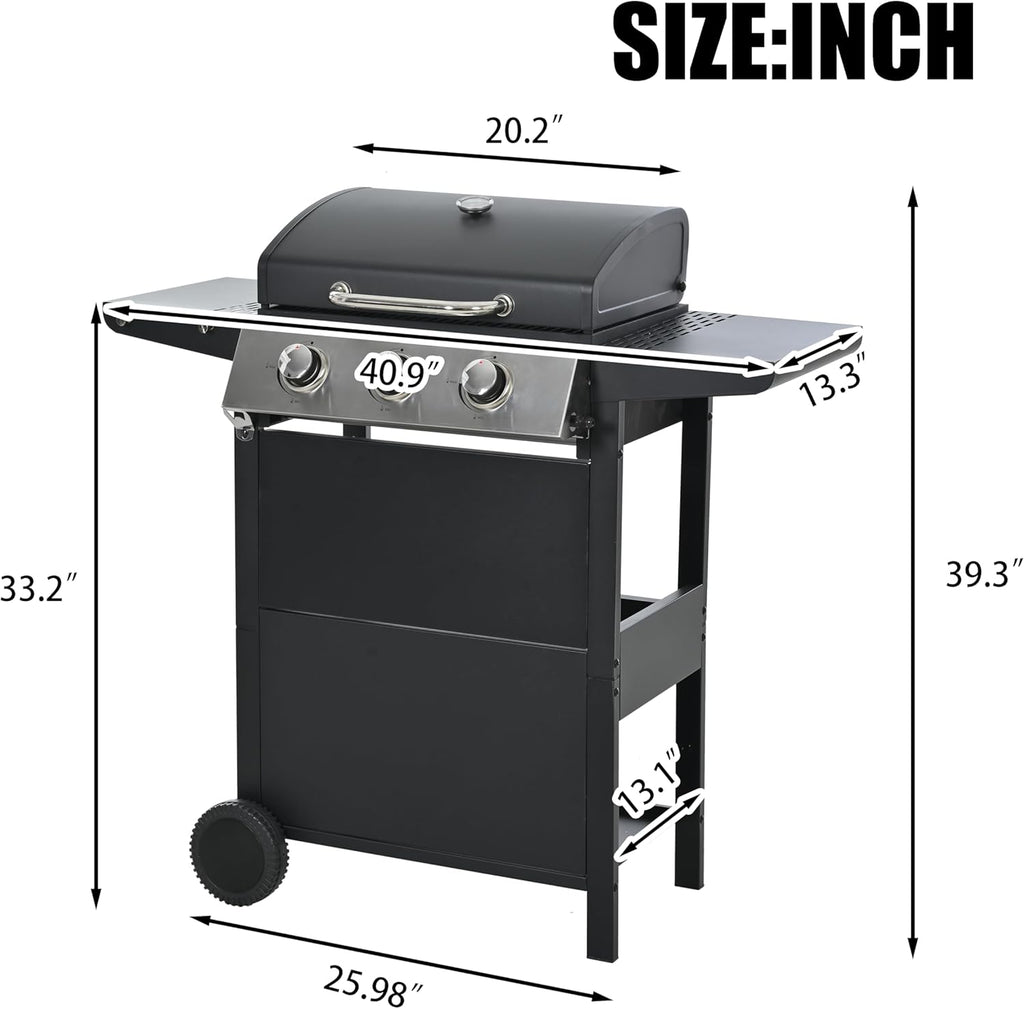Endark Propane Gas Grill 3-Burner,26,000 BTU Stainless BBQ Grill with Porcelain-Enameled Cooking Grates,Built-In Thermometer,Includes Side Shelf and Wheels,Ideal for Backyard,Patio,Outdoor Cooking
