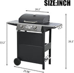 Endark Propane Gas Grill 3-Burner,26,000 BTU Stainless BBQ Grill with Porcelain-Enameled Cooking Grates,Built-In Thermometer,Includes Side Shelf and Wheels,Ideal for Backyard,Patio,Outdoor Cooking