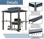 Endark 8'x5' Grill Hardtop Polycarbonate Gazebo with Double Roof