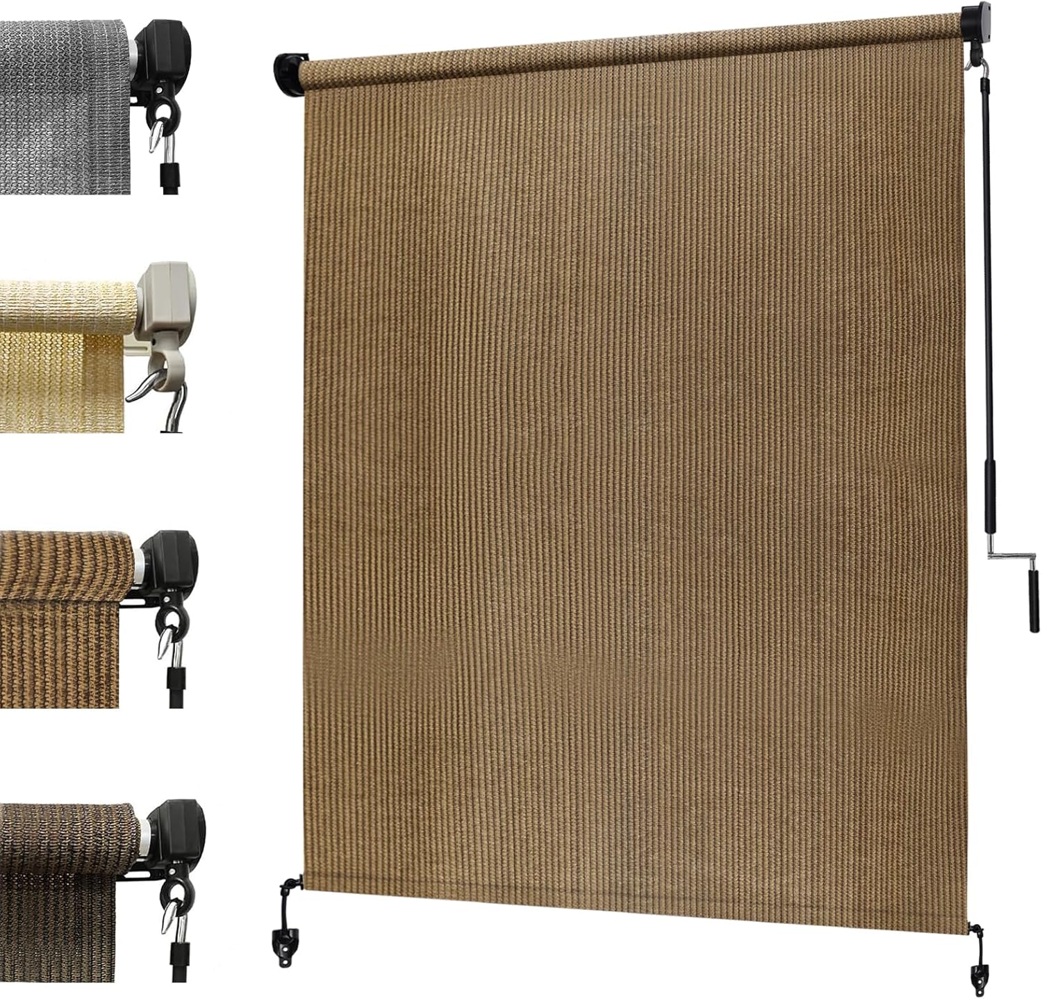KANAGAWA 8'(W) x8'(H) Light Grey Outdoor Roller Shade - Cordless Exterior Roll Up Sun Shade for Patio, Pergola, Front Porch, Gazebo - Outdoor Blinds Screens for Patio