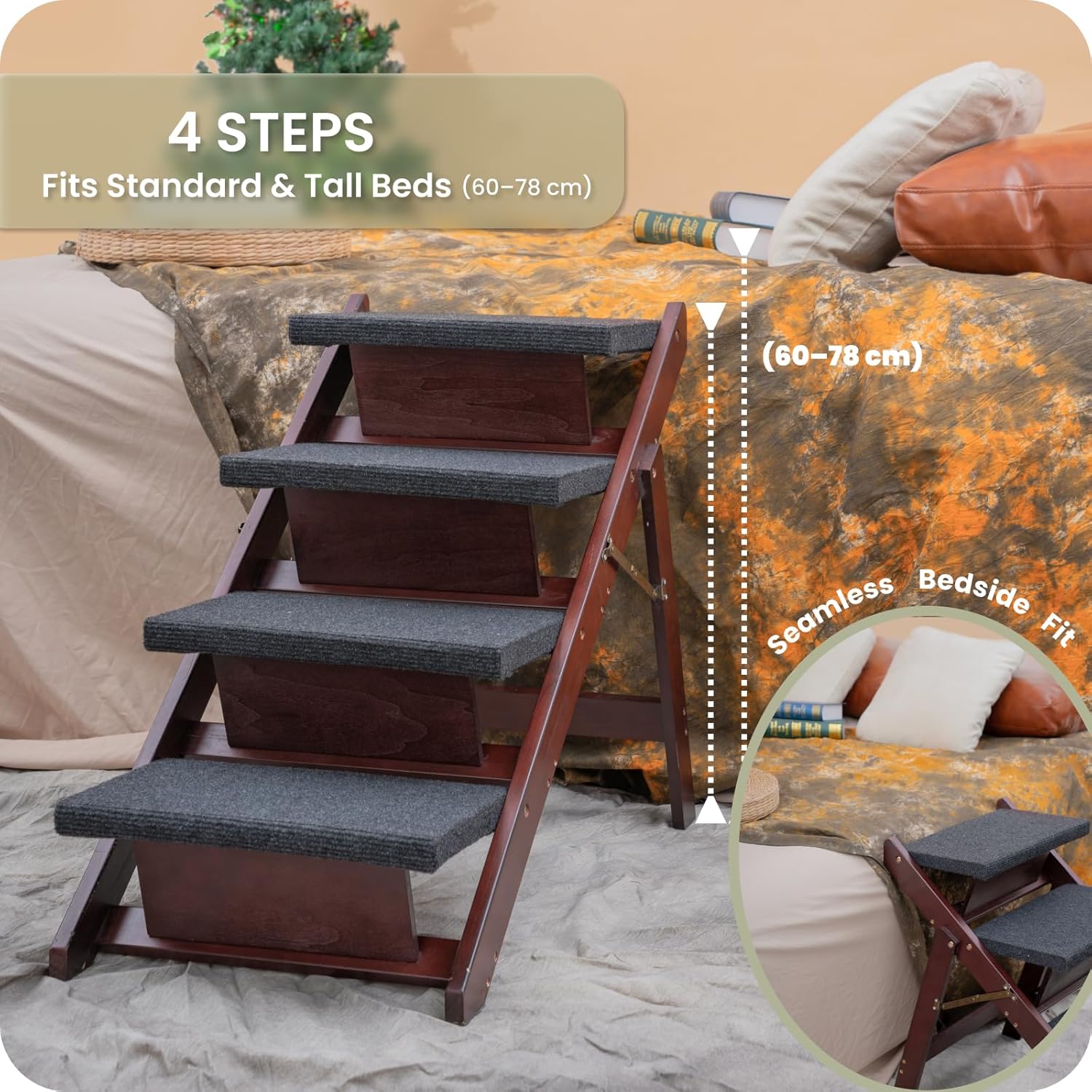 MEWANG Wooden Pet Stairs/Pet Steps (31.5" L x 17.2" W x 25.0" H)
