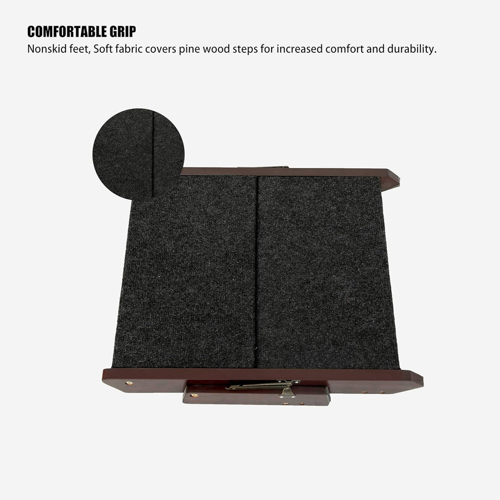 MEWANG Wooden Pet Stairs/Pet Steps - 2-in-1 Foldable Stairs & Ramp (17.3" L x 17.24" W x 13" H)