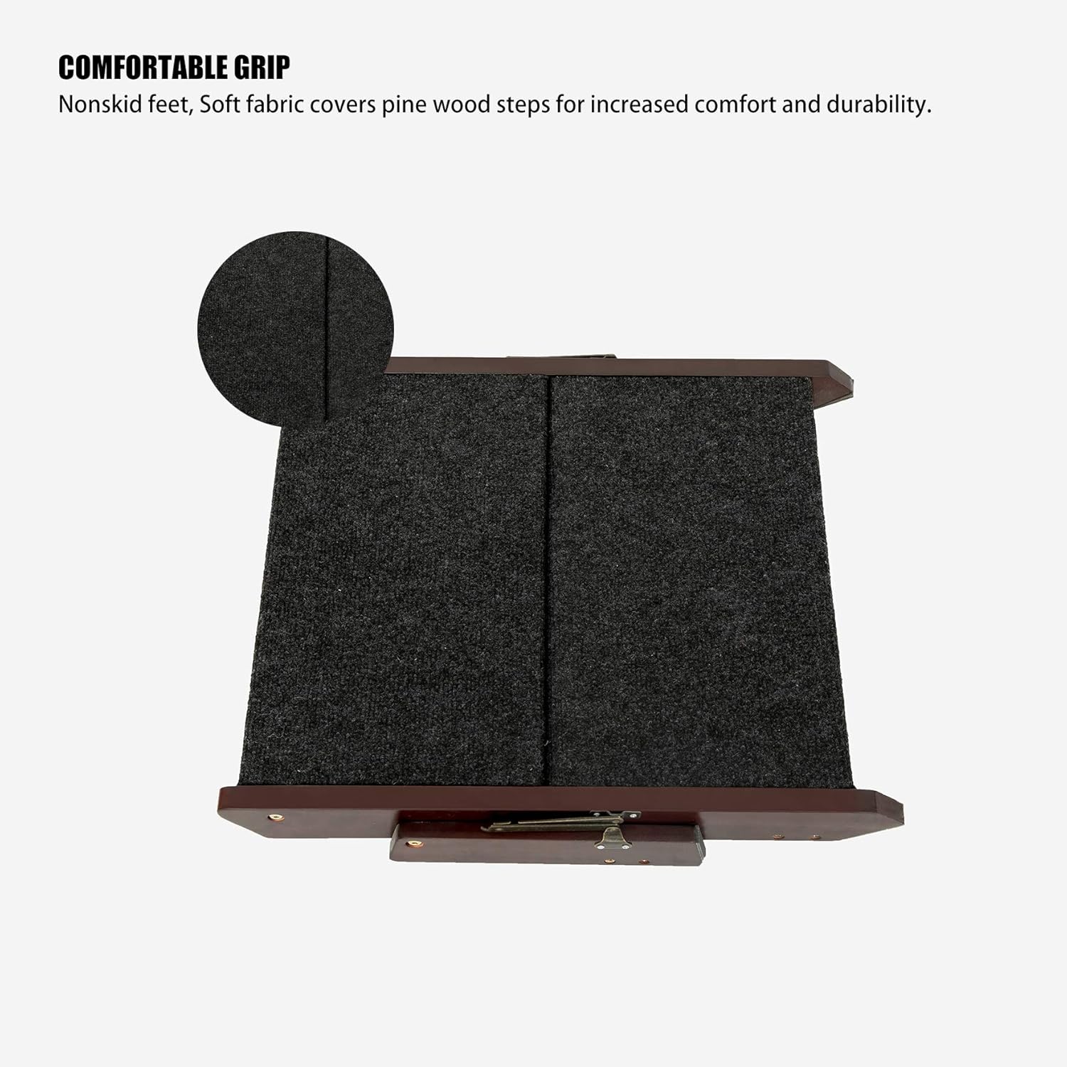 MEWANG Wooden Pet Stairs/Pet Steps - 2-in-1 Foldable Stairs & Ramp (17.3" L x 17.24" W x 13" H)