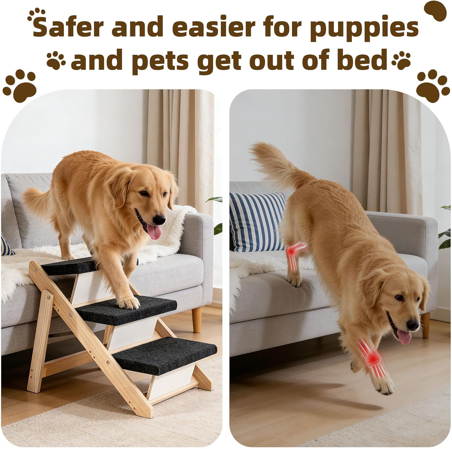 MEWANG Wood Pet Stairs & Ramp(24.8" L x 17.2" W x 19.5" H)