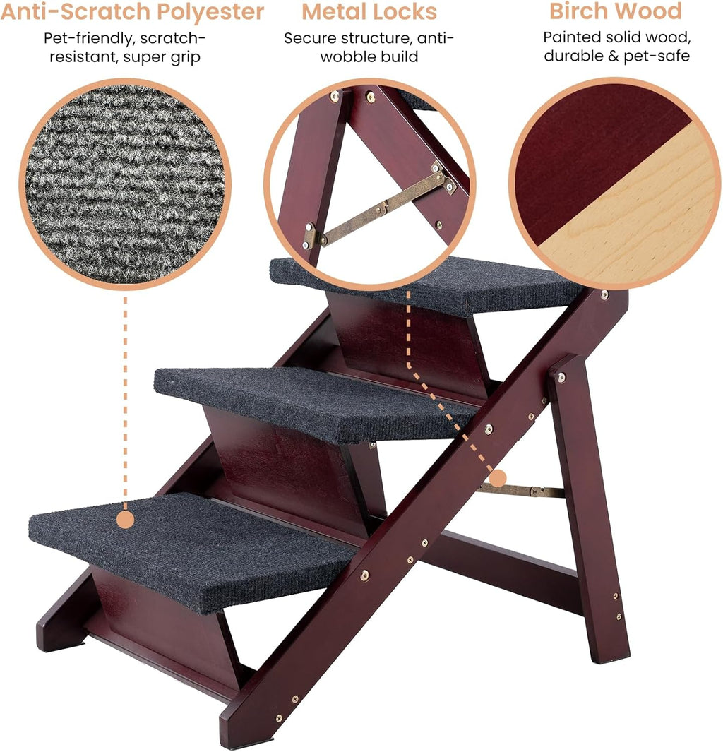 MEWANG Wooden Pet Stairs/Pet Steps, Up to 220 Pounds(24.8" L x 17.2" W x 19.5" H)
