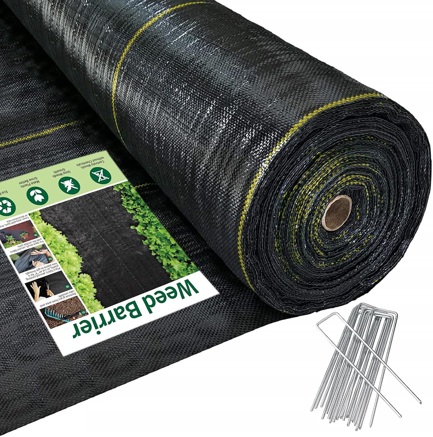 Sunocity 5ft x300ft Black Weed Barrier 3.5oz Landscape Premium Fabric Heavy-Duty Woven Ground Cloth with Superior Permeability Weed Control Convenient Design