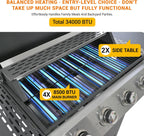 4-Burner Gas Grill with Side Burner & Cover, 51000 BTU Stainless Steel Outdoor BBQ Grill, 452 sq.in Cooking Area, Ideal for Backyard, Patio Large Gatherings