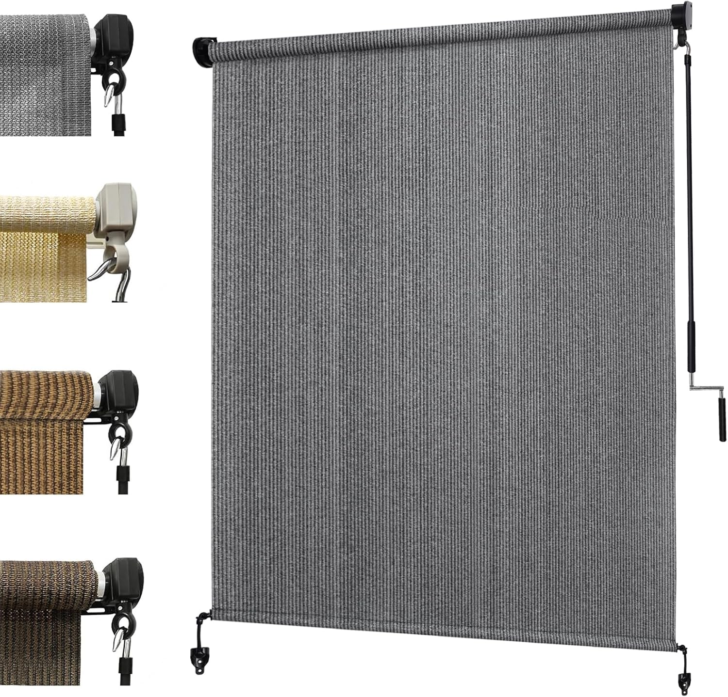 KANAGAWA 8'(W) x8'(H) Light Grey Outdoor Roller Shade - Cordless Exterior Roll Up Sun Shade for Patio, Pergola, Front Porch, Gazebo - Outdoor Blinds Screens for Patio