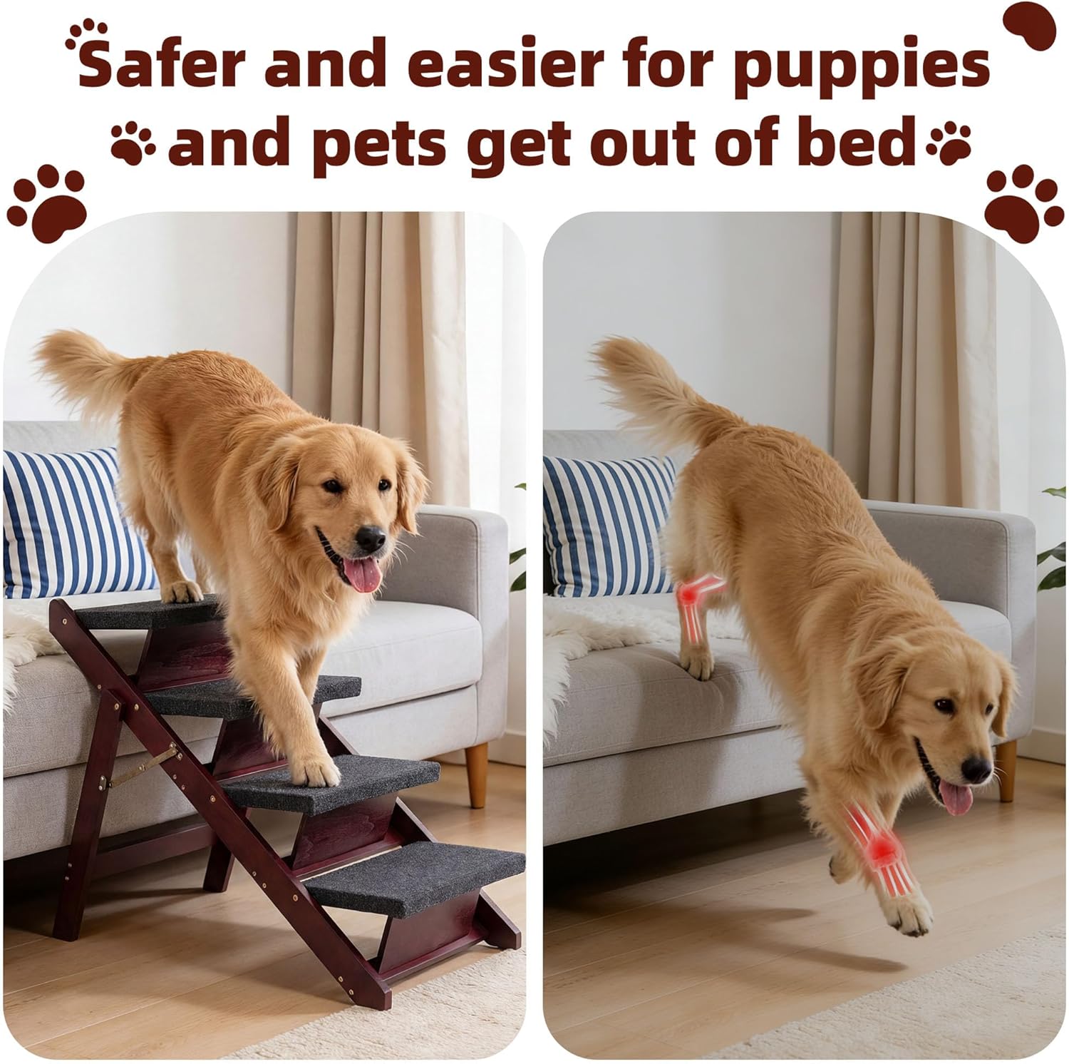 MEWANG Wooden Pet Stairs/Pet Steps (31.5" L x 17.2" W x 25.0" H)