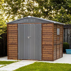 6 * 8FT Endark Wood Heavy-Duty Metal Storage Shed with Lockable Sliding Doors