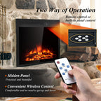 COSTWAY 22.5-Inch Electric Fireplace Inserts, 1500W Wall Recessed and Freestanding Decorative Fireplace with Remote, 7 Brightness Settings, Overheat Protection, Fireplace Heater for Indoor Use