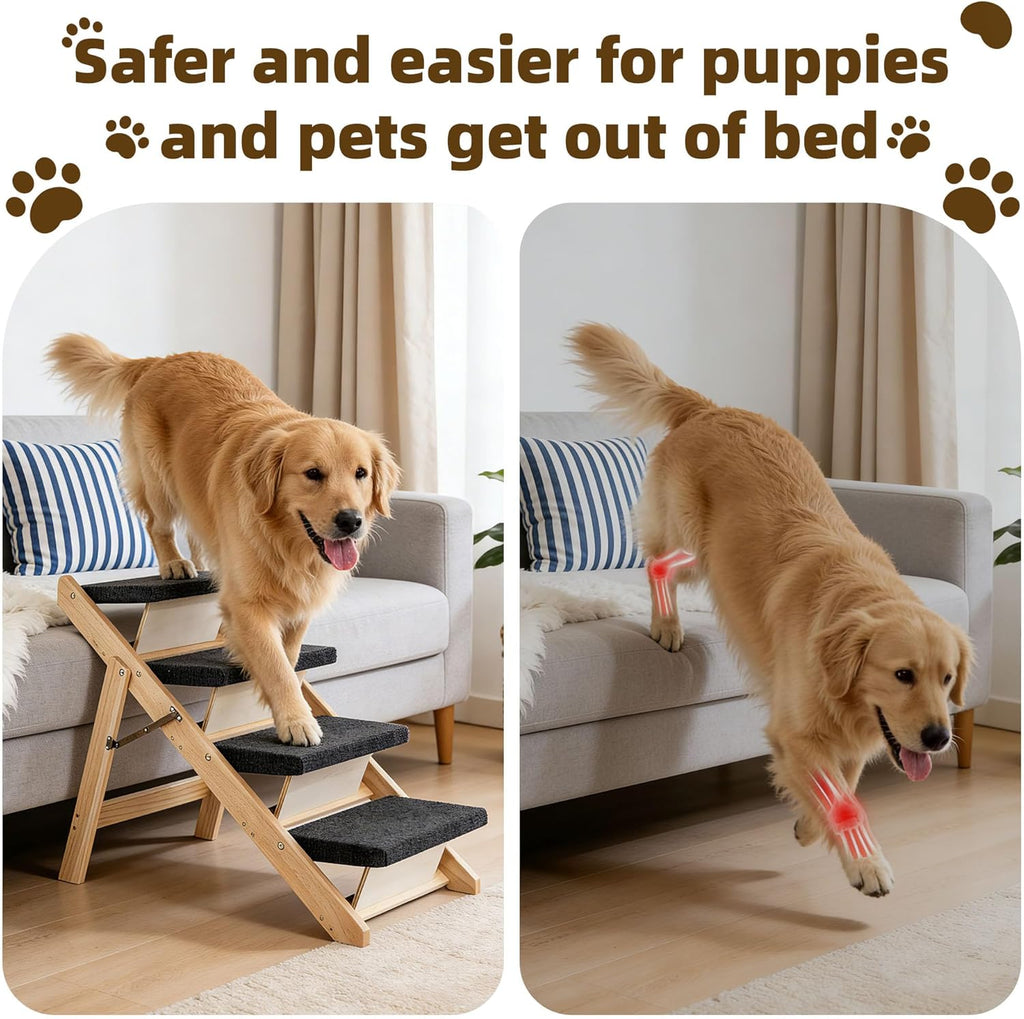 MEWANG Wood Pet Stairs & Ramp for Small/Medium Dogs and Cats (31.5" L x 17.2" W x 25.0" H)
