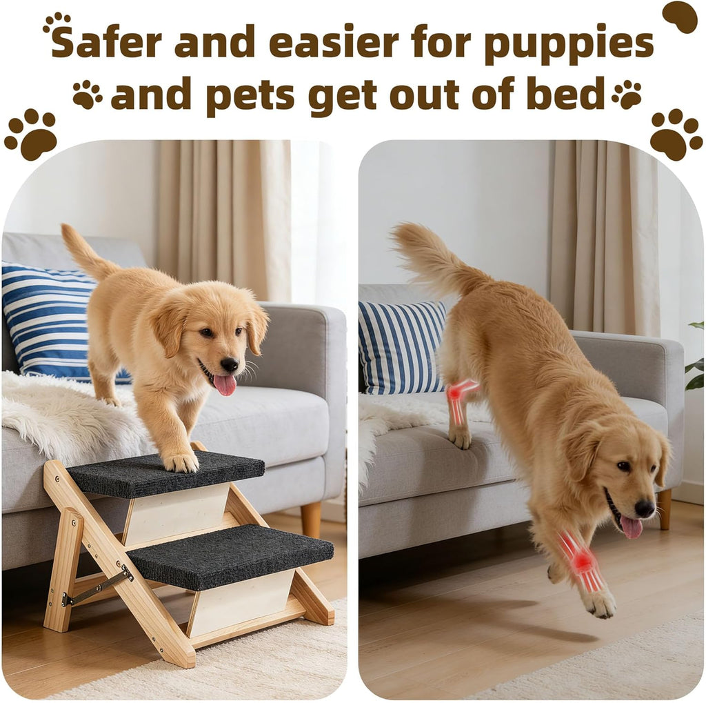 MEWANG Wood Pet Stairs & Ramp for Small/Medium Dogs and Cats(17.3" L x 17.2" W x 13.0" H)