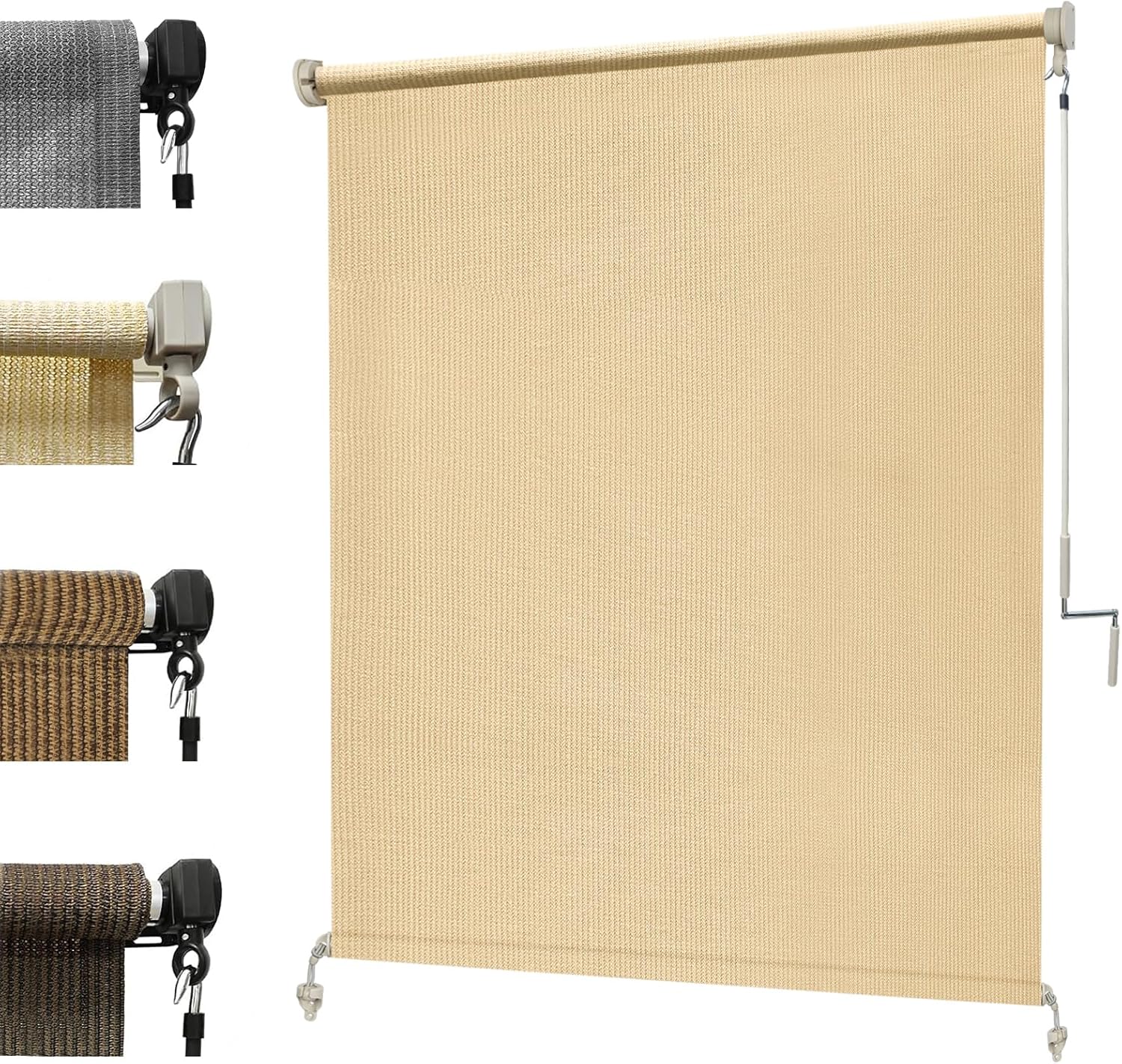 KANAGAWA 8'(W) x8'(H) Light Grey Outdoor Roller Shade - Cordless Exterior Roll Up Sun Shade for Patio, Pergola, Front Porch, Gazebo - Outdoor Blinds Screens for Patio