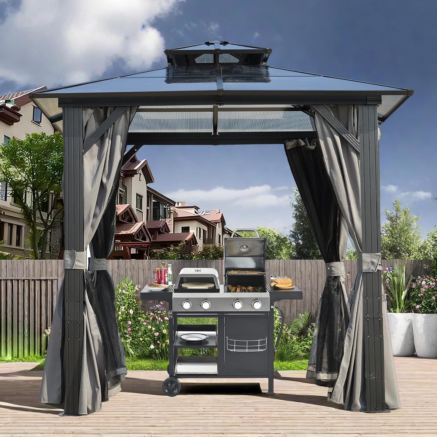 ENDARK 8'x8' Double Roof BBQ Gazebo