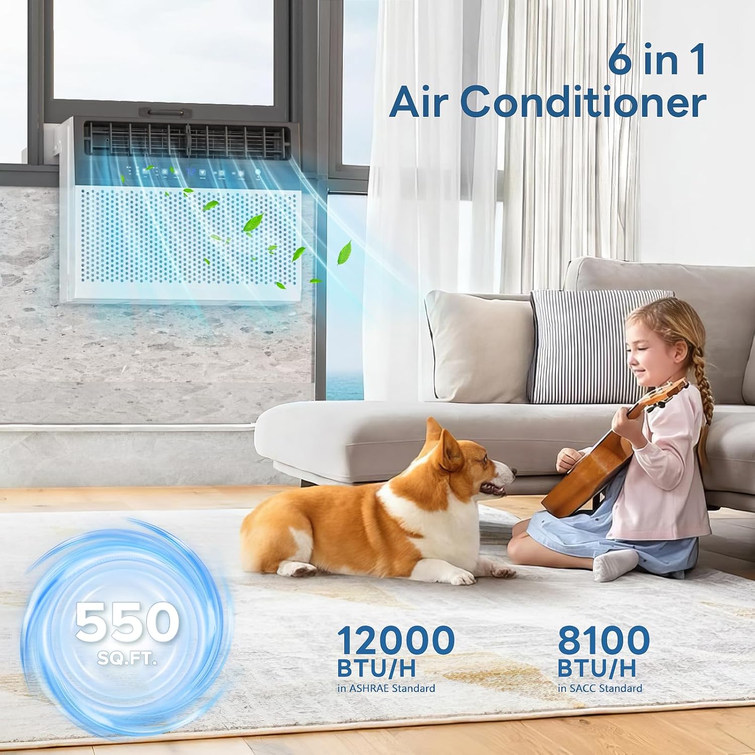 ZAFRO 12000 BTU U Shaped Window Air Conditioner Cools up to 550 Sq Ft