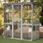 Large Catio Outdoor Cat Enclosure with Roof 71" Height Cat Wooden House Kitty Cage with 3 Jumping Platforms and 2 Napping Houses