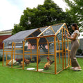 110" Large Outdoor Chicken Coop Enclosure with Waterproof Cover, Walk-in Catio for Cats, Spacious Wooden Pet Playpen with Enhanced Safety Mesh