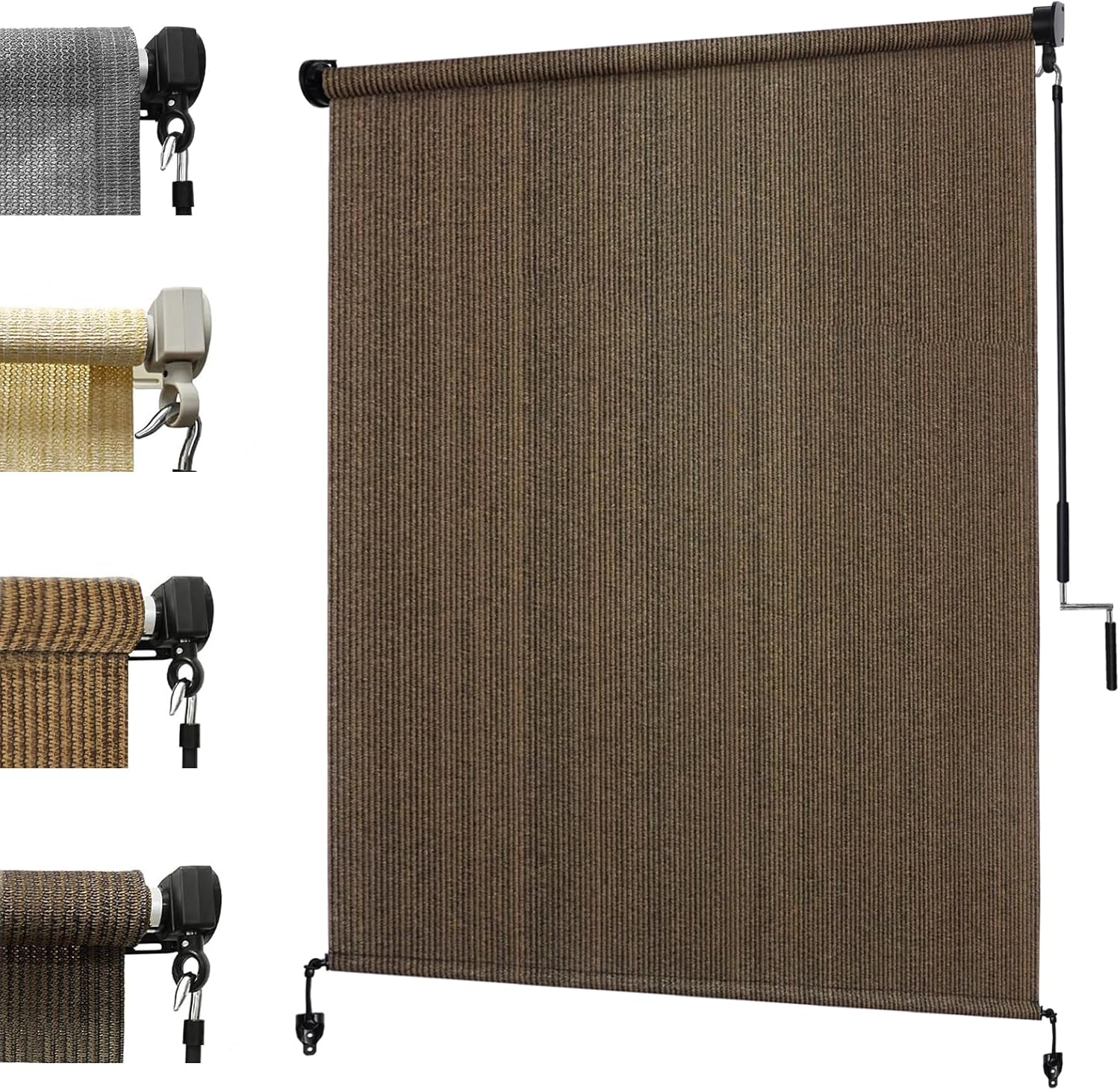 KANAGAWA 8'(W) x8'(H) Light Grey Outdoor Roller Shade - Cordless Exterior Roll Up Sun Shade for Patio, Pergola, Front Porch, Gazebo - Outdoor Blinds Screens for Patio