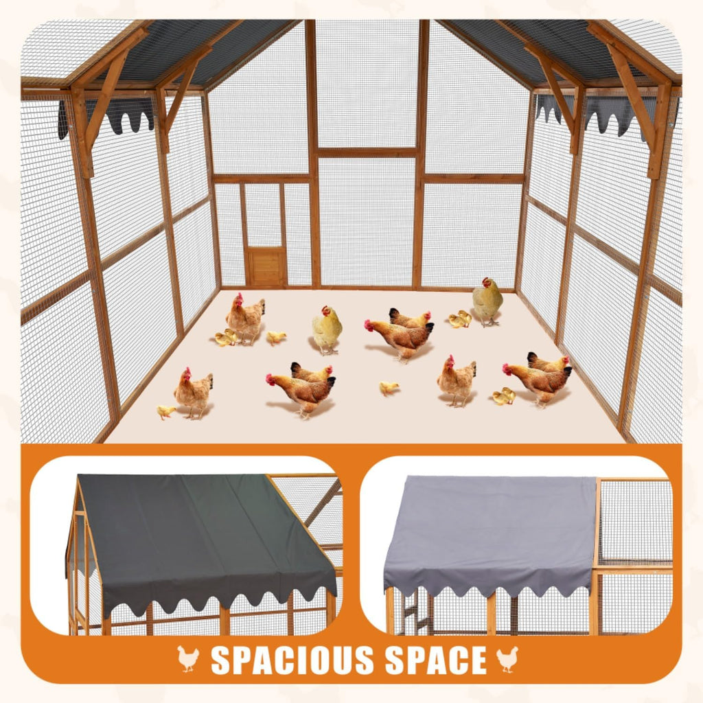 110" Large Outdoor Chicken Coop Enclosure with Waterproof Cover, Walk-in Catio for Cats, Spacious Wooden Pet Playpen with Enhanced Safety Mesh