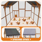 110" Large Outdoor Chicken Coop Enclosure with Waterproof Cover, Walk-in Catio for Cats, Spacious Wooden Pet Playpen with Enhanced Safety Mesh