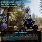 DK-12 Electric Dirt Bike for Kids Ages 3-10, 700W Peak Motor Electric Motorcycle Up to 15.5MPH 36V Battery 14 Mile Long-Range, 12'' Air Tires,3-Speed Modes Electric Bike for Kids