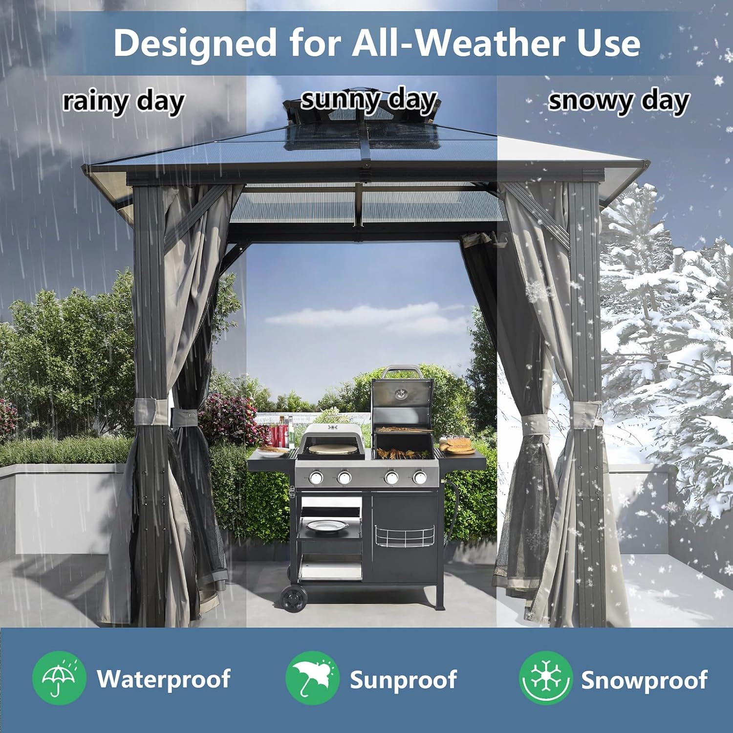 ENDARK 8'x8' Double Roof BBQ Gazebo