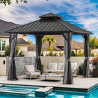 10 * 10FT Gazebo with Galvanized Steel Double Top Canopy
