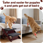 MEWANG Wooden Pet Stairs/Pet Steps - 2-in-1 Foldable Stairs & Ramp (17.3" L x 17.24" W x 13" H)