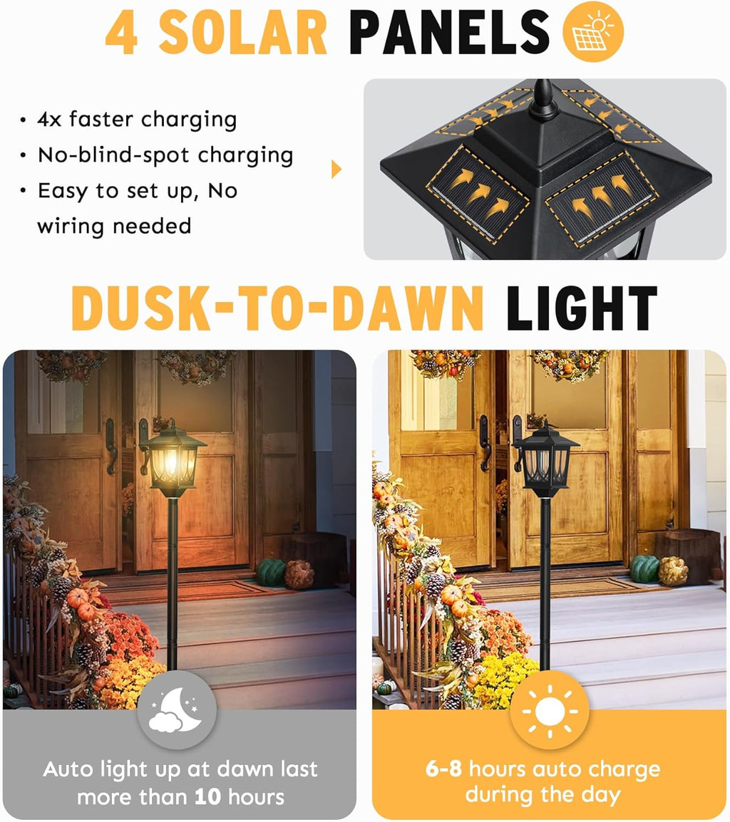 63" Solar Lamp Post Light 2 Pack, Solar Light Posts for Outside Waterproof, Outdoor Lamps for Patio, Backyard, Front Porch Decor, Warm White, Replaceable Bulb