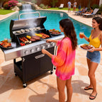 Endark 6-Burner 68,500 BTU Stainless Steel Outdoor Propane Gas Grill with Side Burner & Porcelain Grates | Wheeled BBQ Grill for Patio, Garden, Backyard