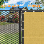 KANAGAWA 5ft x 50ft Privacy Screen Fence, 90% Blockage Heavy Duty 175 GSM Fencing Mesh Net Cover for Outdoor Wall Garden Yard Backyard 80 Cable Zip Ties Included Sand
