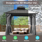 10 * 10FT Gazebo with Galvanized Steel Double Top Canopy