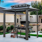 Endark 8'x5' Grill Hardtop Polycarbonate Gazebo with Double Roof