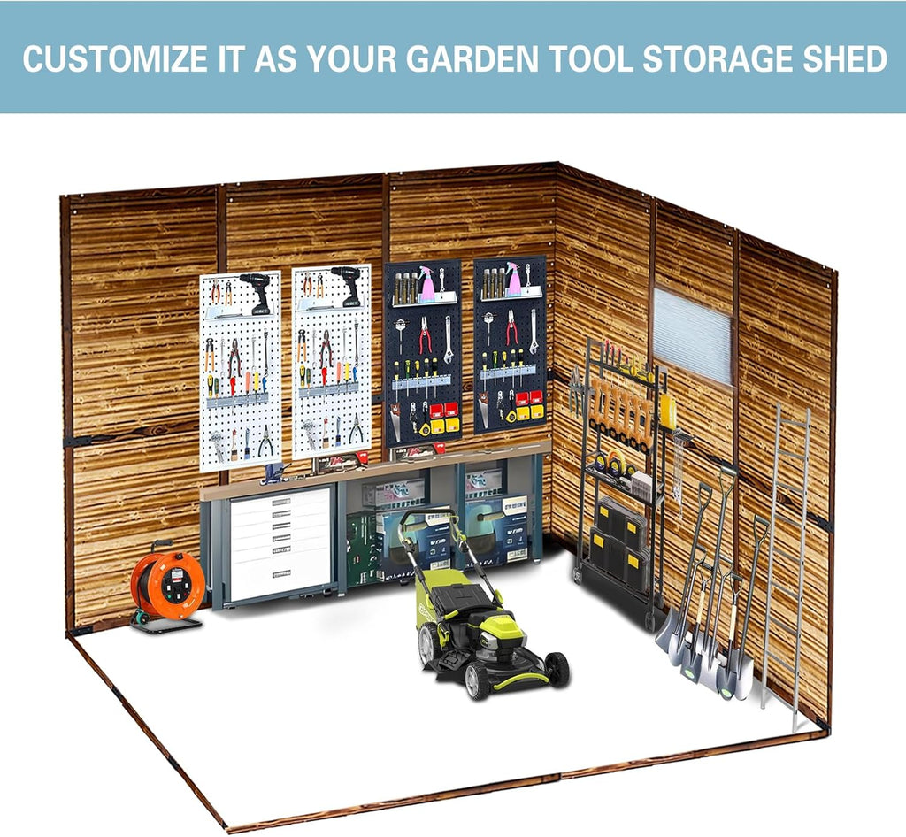 6 * 8FT Endark Wood Heavy-Duty Metal Storage Shed with Lockable Sliding Doors
