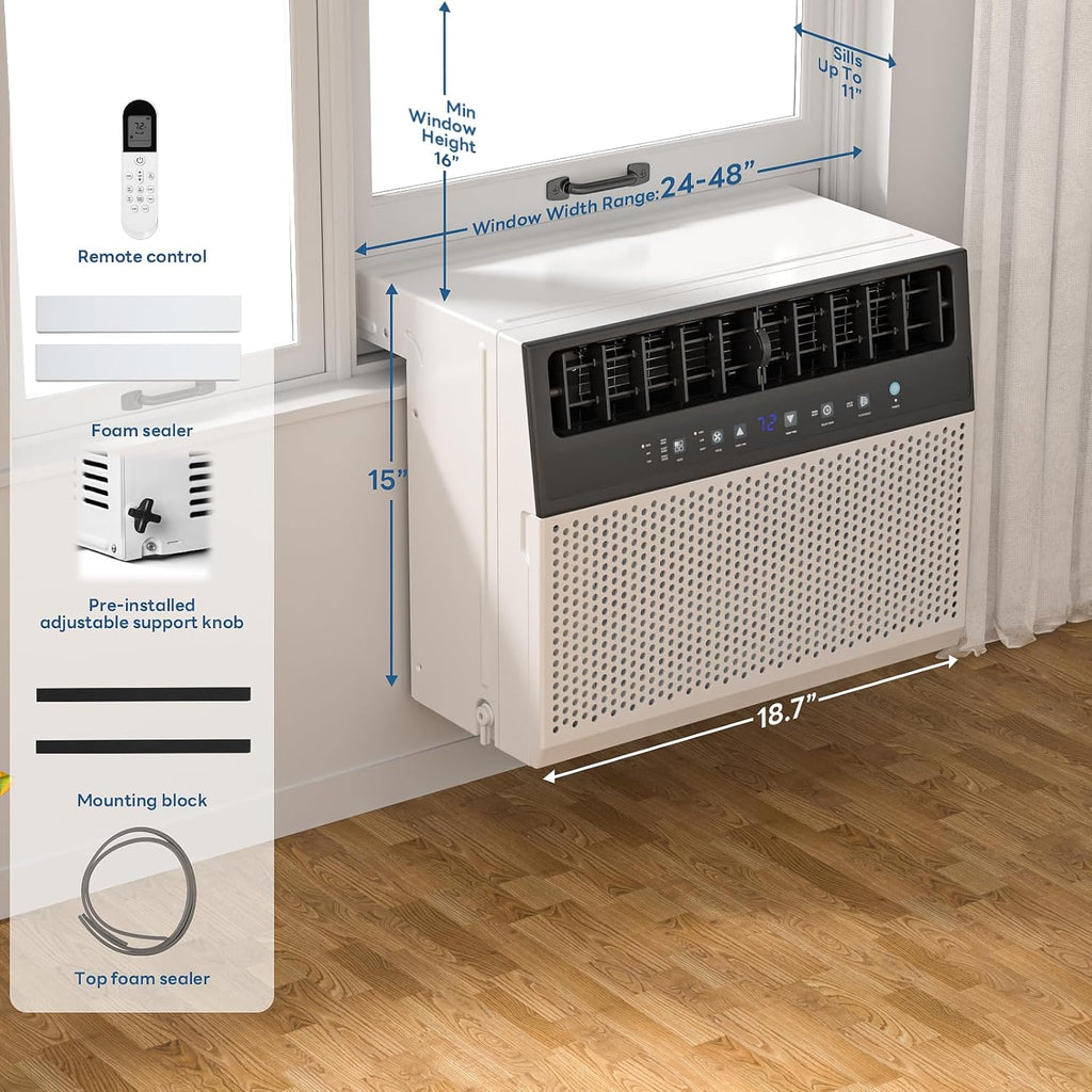 ZAFRO 12000 BTU U Shaped Window Air Conditioner Cools up to 550 Sq Ft