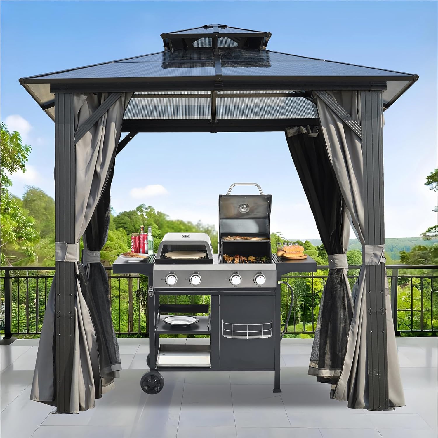 ENDARK 8'x8' Double Roof BBQ Gazebo