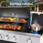 Endark 5-Burner 58,500 BTU Outdoor Propane Gas Grill with Side Burner, Stainless Steel & Porcelain Grates, Wheeled BBQ Grill for Patio, Garden, Backyard