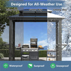 Endark 8'x5' Grill Hardtop Polycarbonate Gazebo with Double Roof