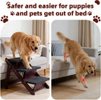 MEWANG Wooden Pet Stairs/Pet Steps, Up to 220 Pounds(24.8" L x 17.2" W x 19.5" H)