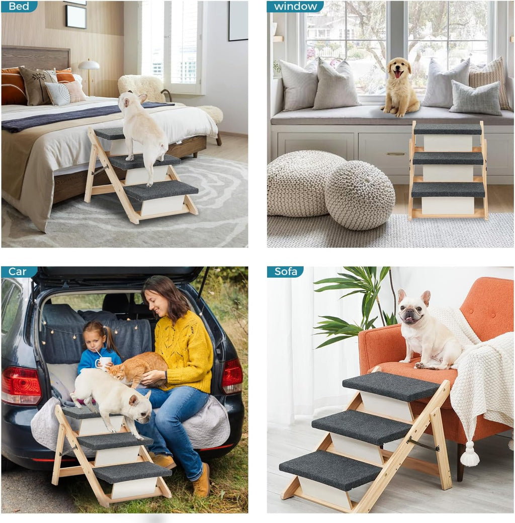 MEWANG Wood Pet Stairs & Ramp(24.8" L x 17.2" W x 19.5" H)