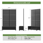 1 Piece 71.37 in. H x 46.8 in. W Black Metal Rectangle Outdoor Planting Box with Climbing Frame Decorative Art Panel