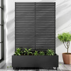 1 Piece 71.37 in. H x 46.8 in. W Black Metal Rectangle Outdoor Planting Box with Climbing Frame Decorative Art Panel